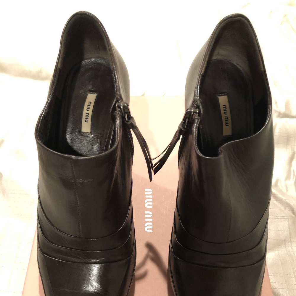 Authentic Miu Miu Leather Wedge Booties! - image 4